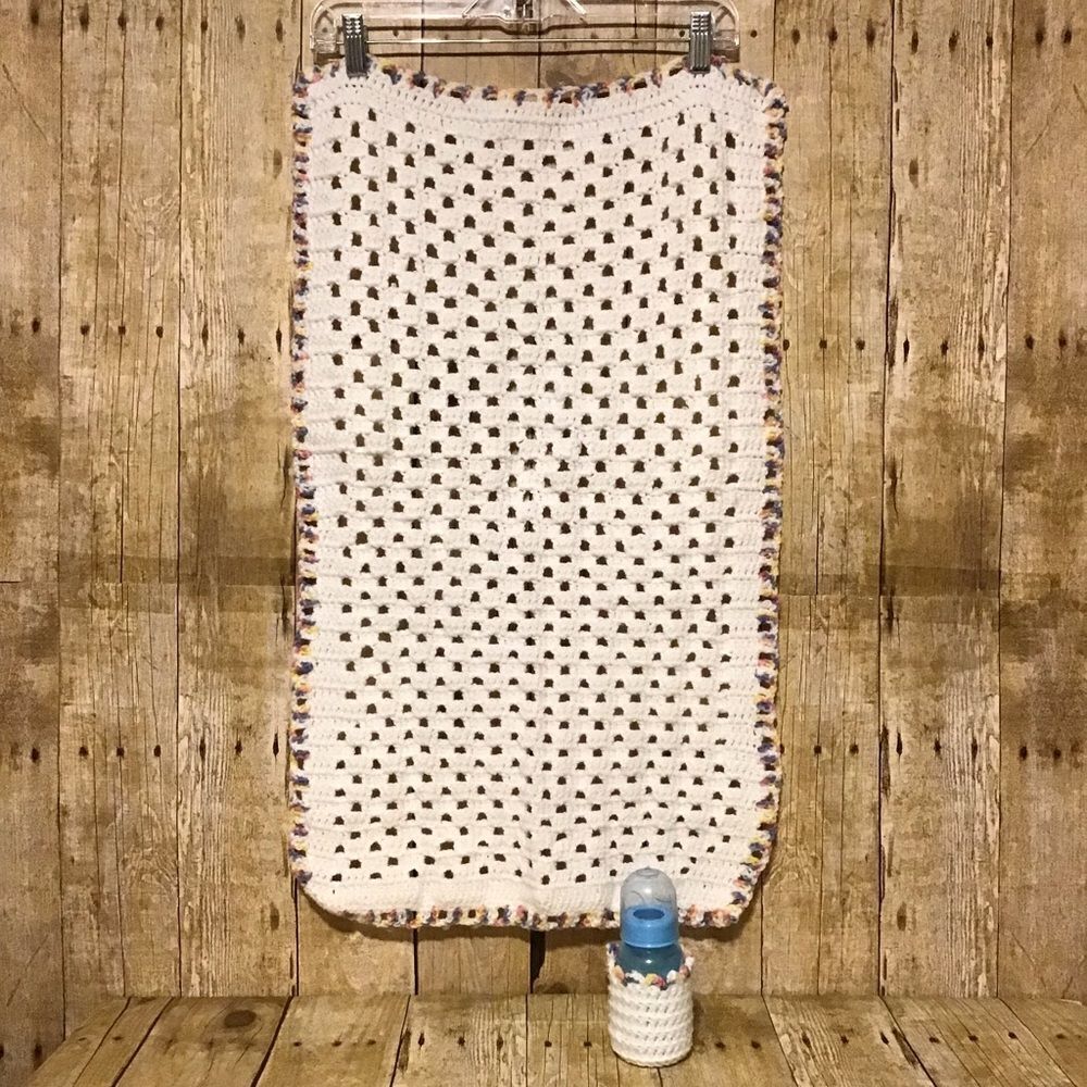 Handmade Crochet‎ Infant Carrier Blanket + Bottle Cover